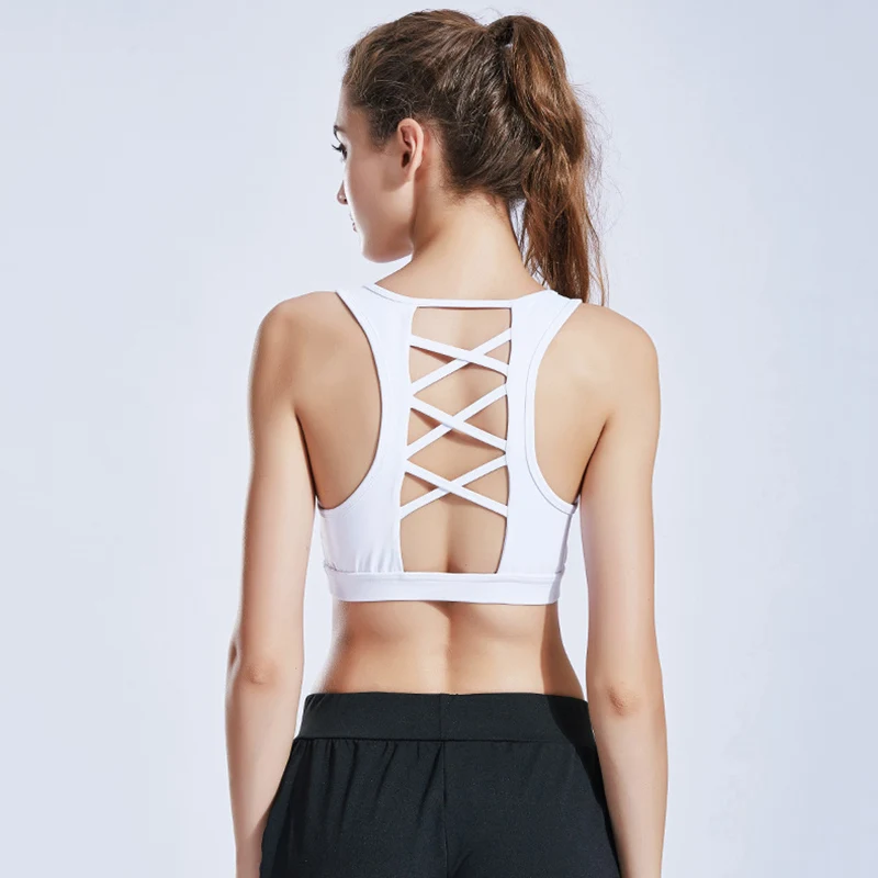

Women Yoga Sports Bra Hollow Fitness Workout Gym Racerback Bra &T8