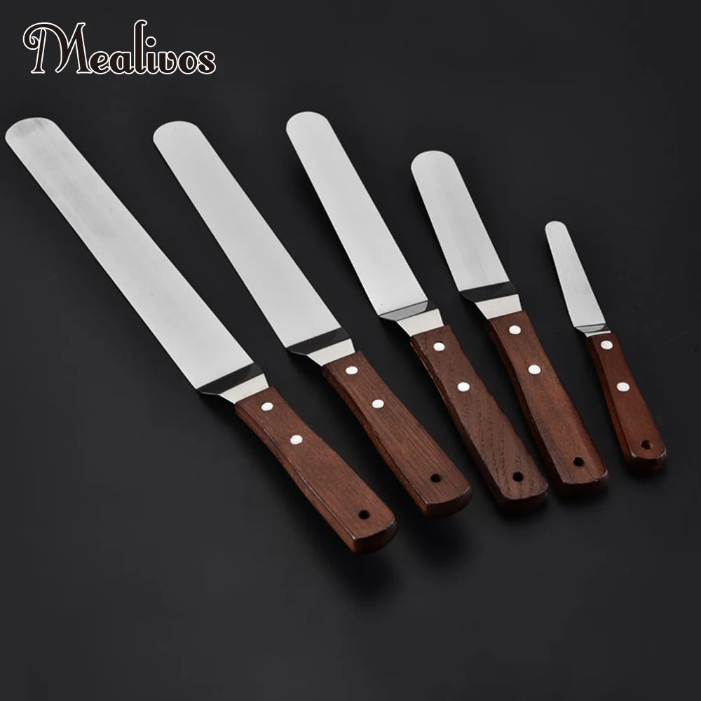 

Mealivos 1pc 4/6/8/10in Stainless Steel Butter Cake Cream Spatula for Cake Fondant Baking Pastry Cake Decorating tools