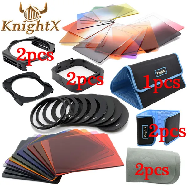 KnightX 24 фильтр 9 кольцо цвет cokin p серии набор для nikon canon d3200 d5200 d3300 1200d nd 650d d7200 Объективы 49 52 58 67 77 мм - Цвет: 24Filter 9Ring 43in1