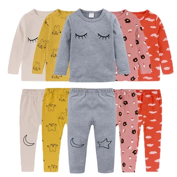 

2 pieces/set Long Sleeve Children's Clothing Cute Thermal Underwear Set Boys Long Johns Baby Girls Pajamas Cotton Kids Clothes