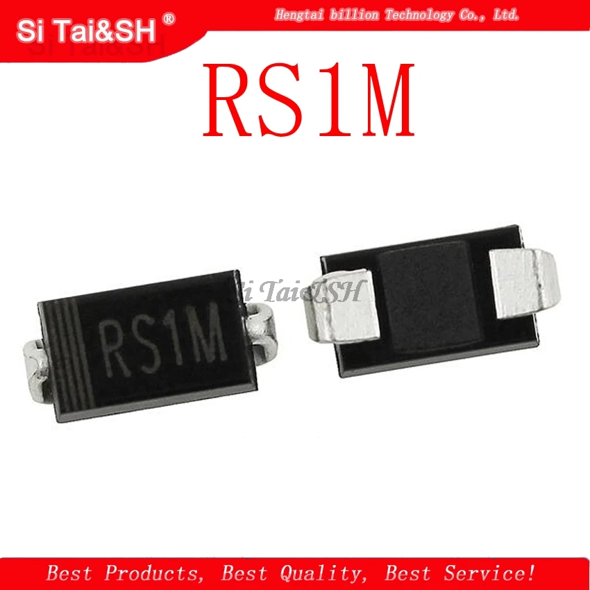 100 шт. RS1M DO-214AC SMA Выпрямитель с быстрым восстановлением FR107 SMD