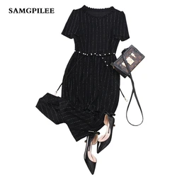 2019 New Fashion Samgpilee Casual A-line Striped Short Sleeve Sashes Knee-length Natural O-neck Summer Women Dresses Plus Size 2019 New Fashion Samgpilee Casual A-line Striped Short Sleeve Sashes Knee-length Natural O-neck Summer Women Dresses Plus Size