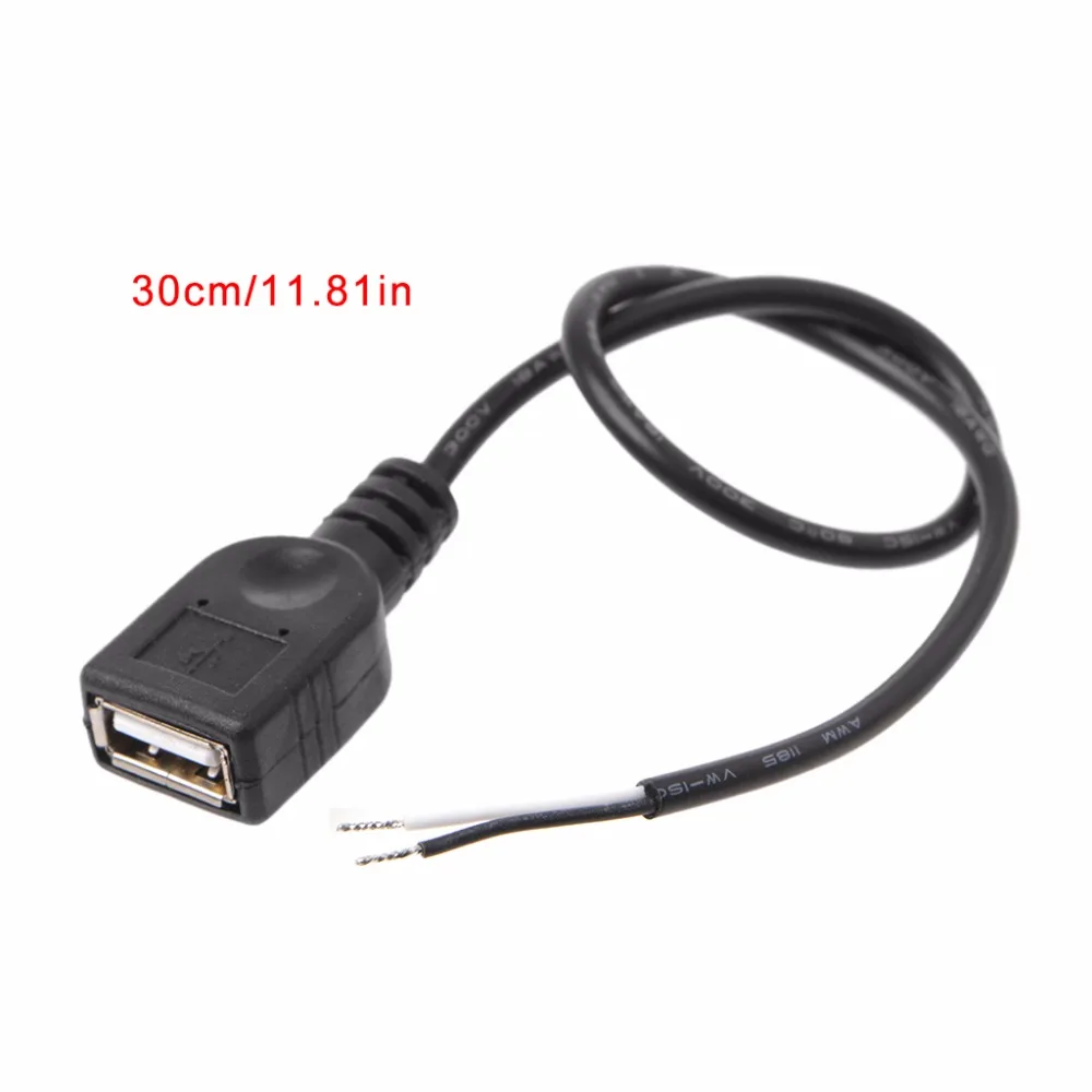 

1Pc USB 2.0 Type A Female Jack 2 Pin 2 Wire Power Charge Cable Cord Connector DIY 30cm