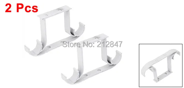 

2pcs 1" or 1 1/8" Dia Double Hook Drapery Curtain Rod Ceiling Bracket White