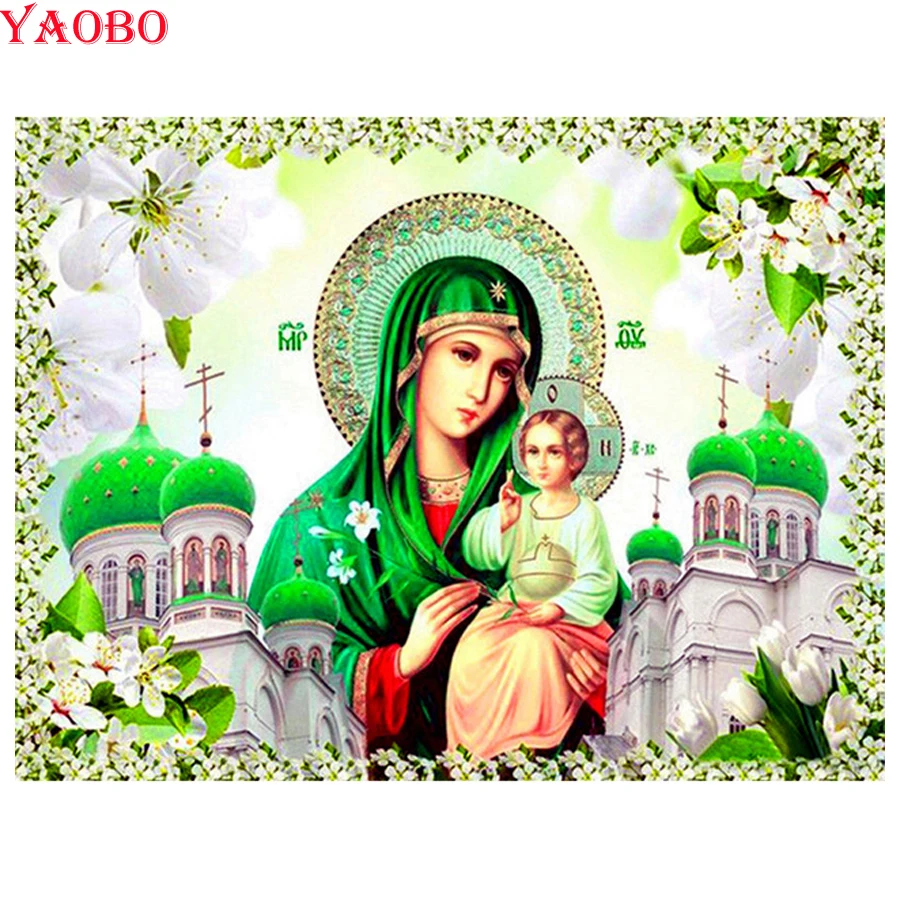 

3D Diamond Embroidery Virgin Mary cross stitch 5d Diy Diamond painting square&Round Diamond mosaic Religious church pictures