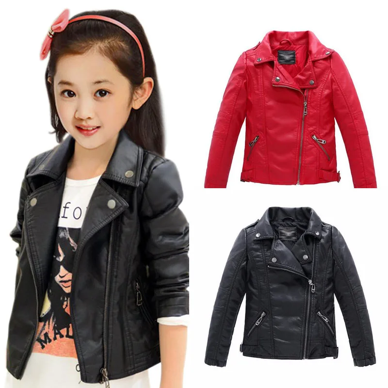 Fashion Unisex Autumn Winter Kids Baby Outwear Leather Coat Short Jacket Clothes 