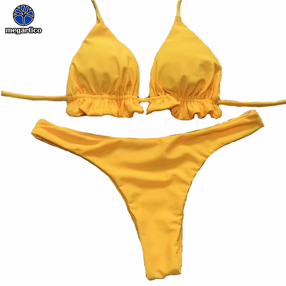 

Megartico swimwear women yellow sexy swim set women biquini feminino cintura alta red female backless thong bikini 2018