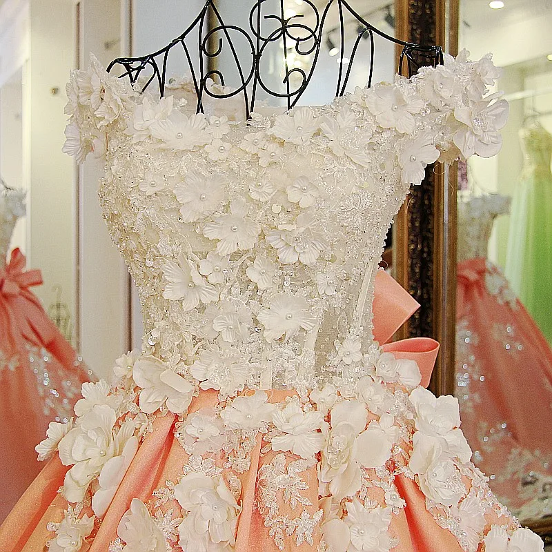 Ls30887 Rochie De Mireasa De Mireasa Cu Flori 3d Satin Corset