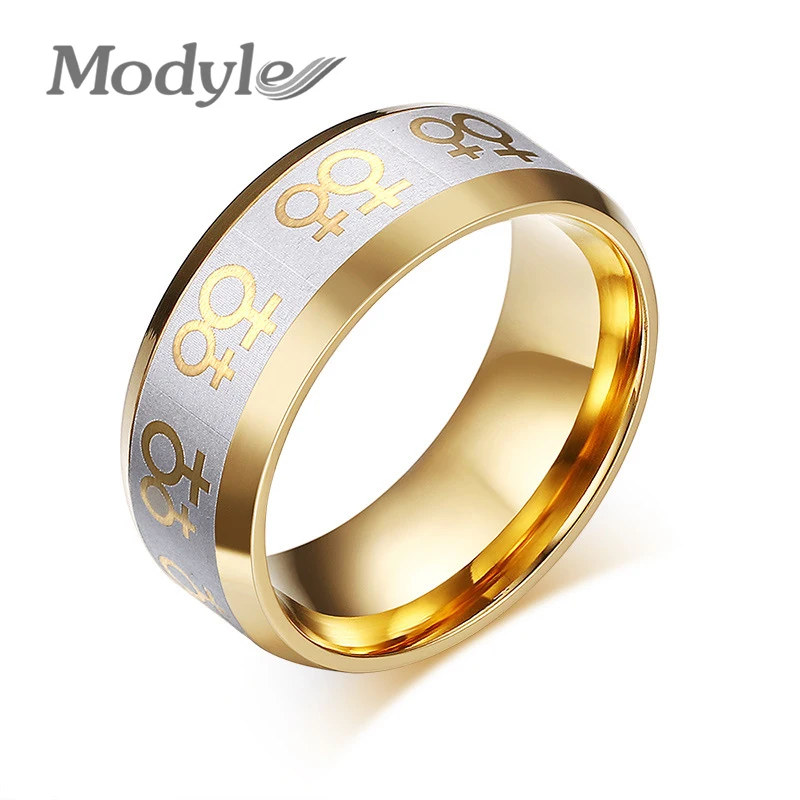 modyle gold color rings for women lesbian wedding ring stainless steel female gay pride jewelry - Lesbian Wedding Rings modyle gold color rings for women lesbian wedding ring stainless steel female gay pride jewelry - Lesbian Wedding Rings