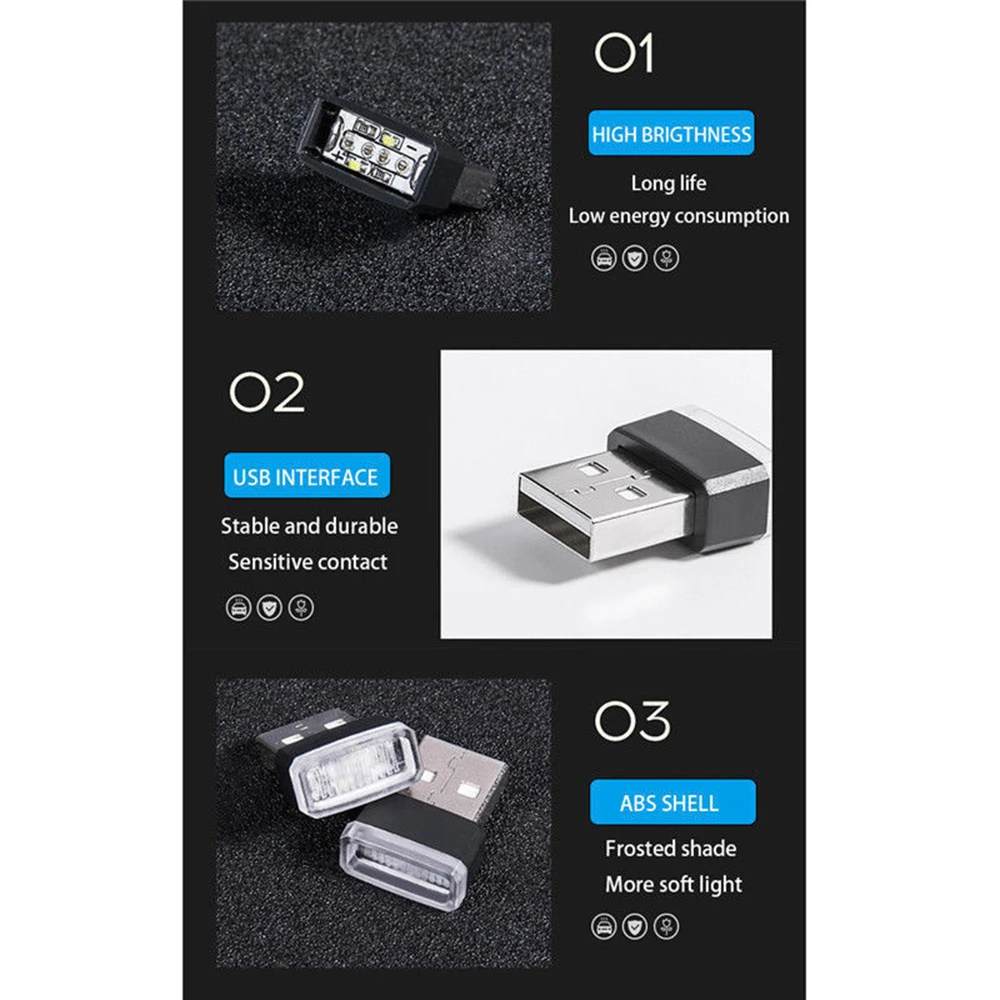 Plug and Play модная романтичная мягкая яркость автомобиля USB светодиодная