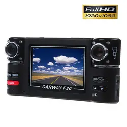Carway F30 2.7 "TFT ЖК-дисплей Видеорегистраторы для автомобилей Full HD 1080 P двумя объективами тире Камера 180 градусов поворачивается объектив Ночное