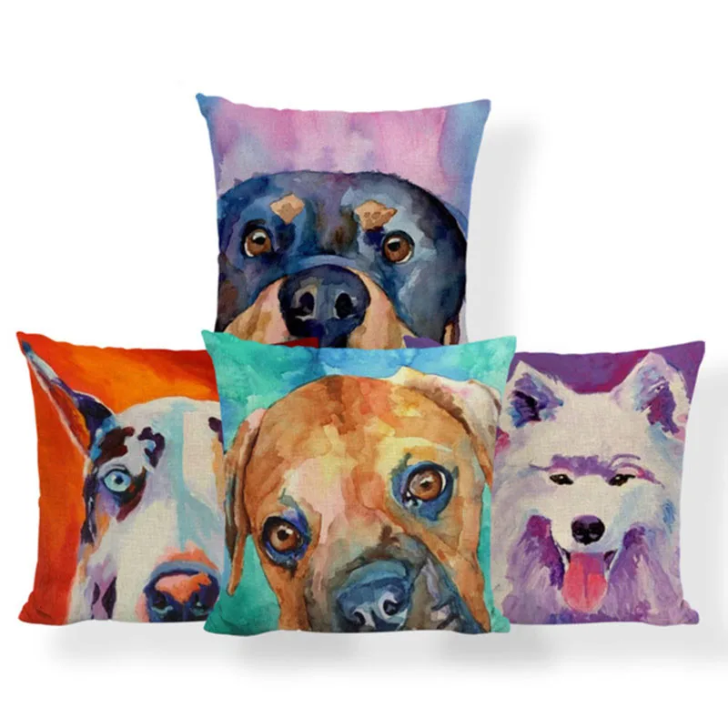

French Bulldog Boston Terrier Cushion Greyhound Samoyed Pillow Red Scandinavian Home Nap Mat Pillow With Cover 43Cm Cotton Blend
