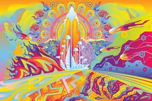 Poster artistic psychedelic colors fantasy science fiction artwork landscapes cityscape YS13 Room home wall modern art decor