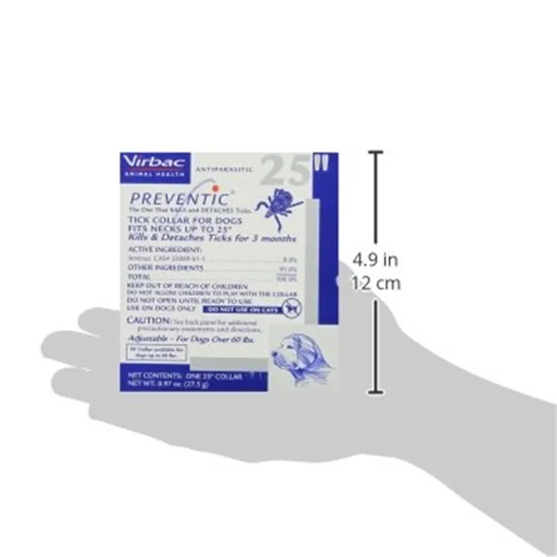 Virbac Preventic Tick Collar, убивает и отстегивает клещей в течение 4 месяцев, один воротник, 25"