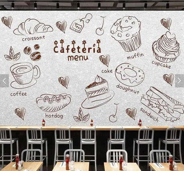 Custom kitchen wallpaper, food fresco for coffee shop bar restaurant cake  shop background wall decoration papel de parede _ - AliExpress Mobile