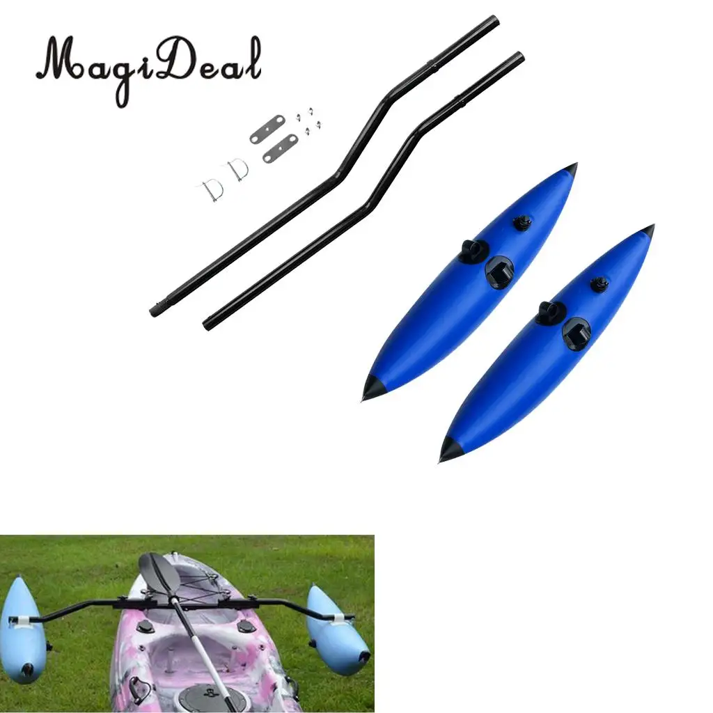 

MagiDeal Blue Kayak Canoe Boat 2x Inflatable Outrigger Stabilizer+1 Set Inflatable Kayak Outrigger Stabilizer System Accessories