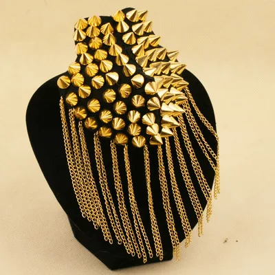 Ручная работа H338A epaulette ювелирные изделия кисточкой большое плечо брошь погоны/погоны Шипы/escapulario Блейзер аксессуары/булавка - Цвет: golden
