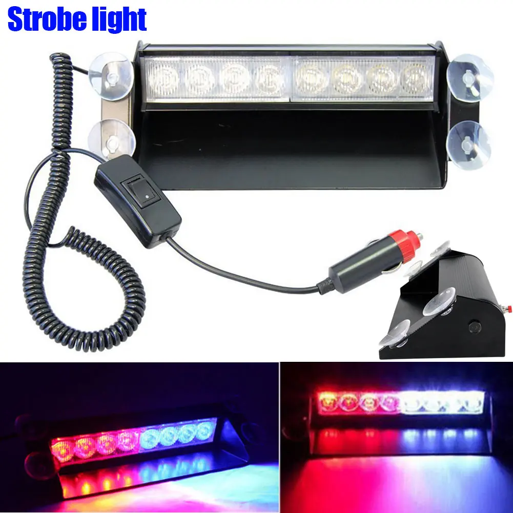 

8LEDs Car Truck Police Strobe Flash Light Dash Emergency Security Warning 3 Flashing Mode Lights CSL2018