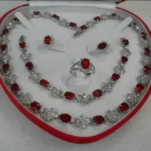 Дубай турецкие африканские бусы ювелирный набор женский красный драгоценный камень белый Серьга браслет ожерелье кольцо с тонким покрытием Свадебный широкий