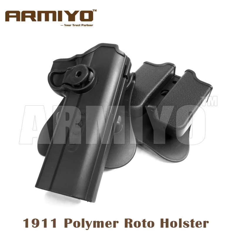

Armiyo Tactical Roto Durable Polymer Hunting Bags Holsters Fits 1911 Come With Detachable Double Magazine Pouch Rail