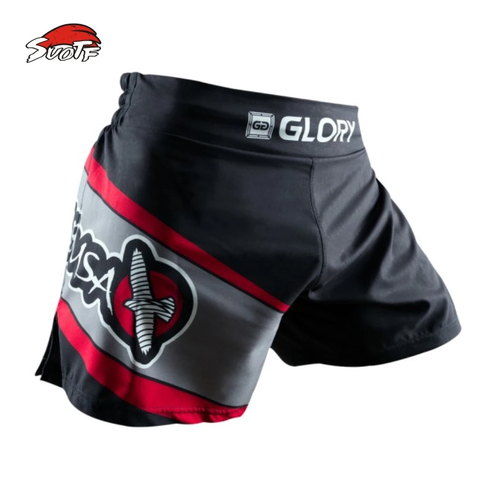 SUOTF MMA Fighting red and black sports fitness breathable Tiger Muay Thai Glory boxing clothing short muay thai boxing shorts