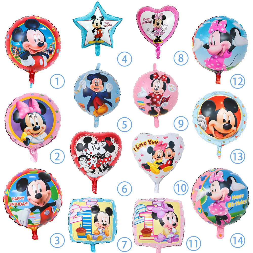 

50pcs/lot 18inch winnie bear Aluminum helium balloons party decoration cartoon Mickey Minnie Happy Birthday Balloons
