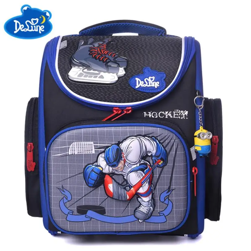 

Delune Brand Primary Grade 1-3 Kids 3D Cartoon School bags Children Orthopedic Ergonomic Design School Backpack Boys School Bags