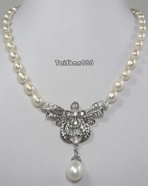 Hot sale Real White Pearl 18KWGP Butterfly Pendant Necklace | Украшения и аксессуары