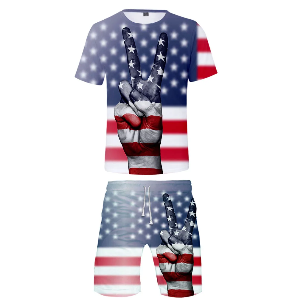 Men's Sets Hot US Independence Day patriot 3D Print Tshirt and Beach shorts Set Summer High quality Trendy Sets Men's Sets Hot US Independence Day patriot 3D Print Tshirt and Beach shorts Set Summer High quality Trendy Sets