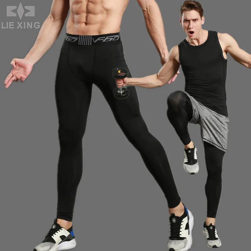 Men's Quick Dry Elastic Sports Pants Tights Breathable Black Training ...
