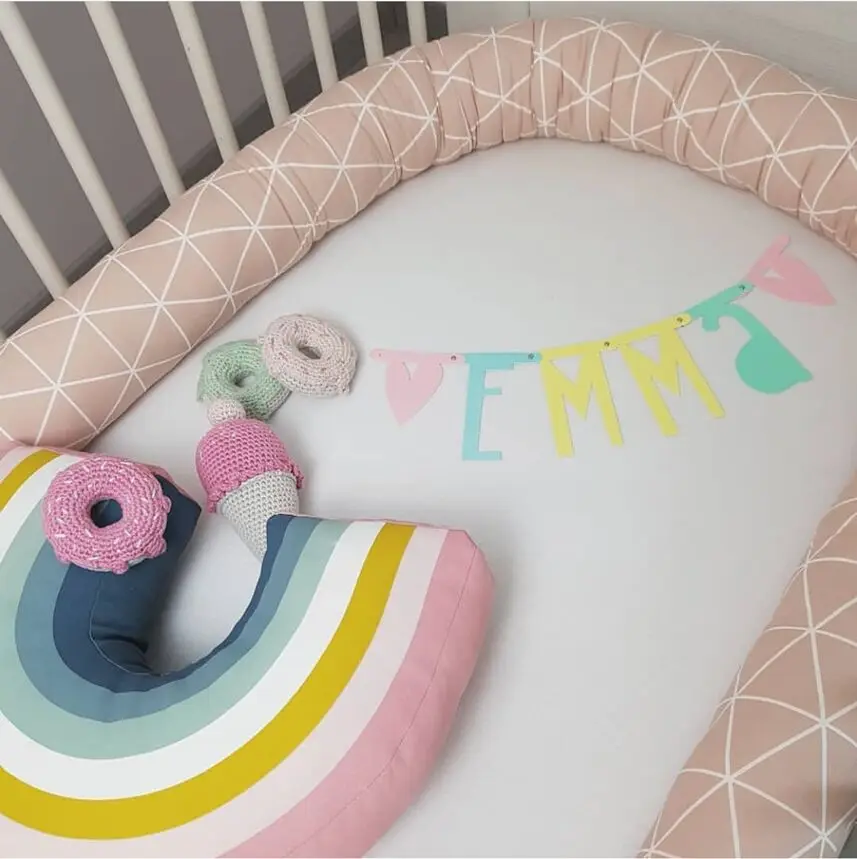 

Nordic Newborn Baby Bed Bumper 2M Long Cloud Print Braid Pillow Baby Crib Bumpers Knot Infant Boy Girl Baby Room Decor Bedbumper