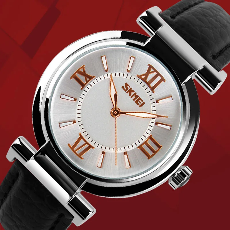 

NEW Brand SKMEI Luxury Women Watches 3ATM Waterproof Leather Strap Fashion Quartz Watch Student Wristwatches Ladies Hours 9075