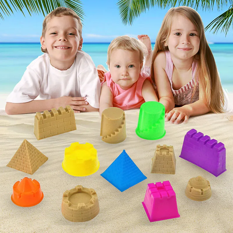 

JIMITU 6pcs Child Kid Model Building Kits Portable Castle Sand Clay Mold Building Pyramid Sandcastle Beach Sand Toy