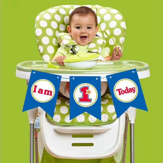i am one high chair banner baby boy first birthday party bunting