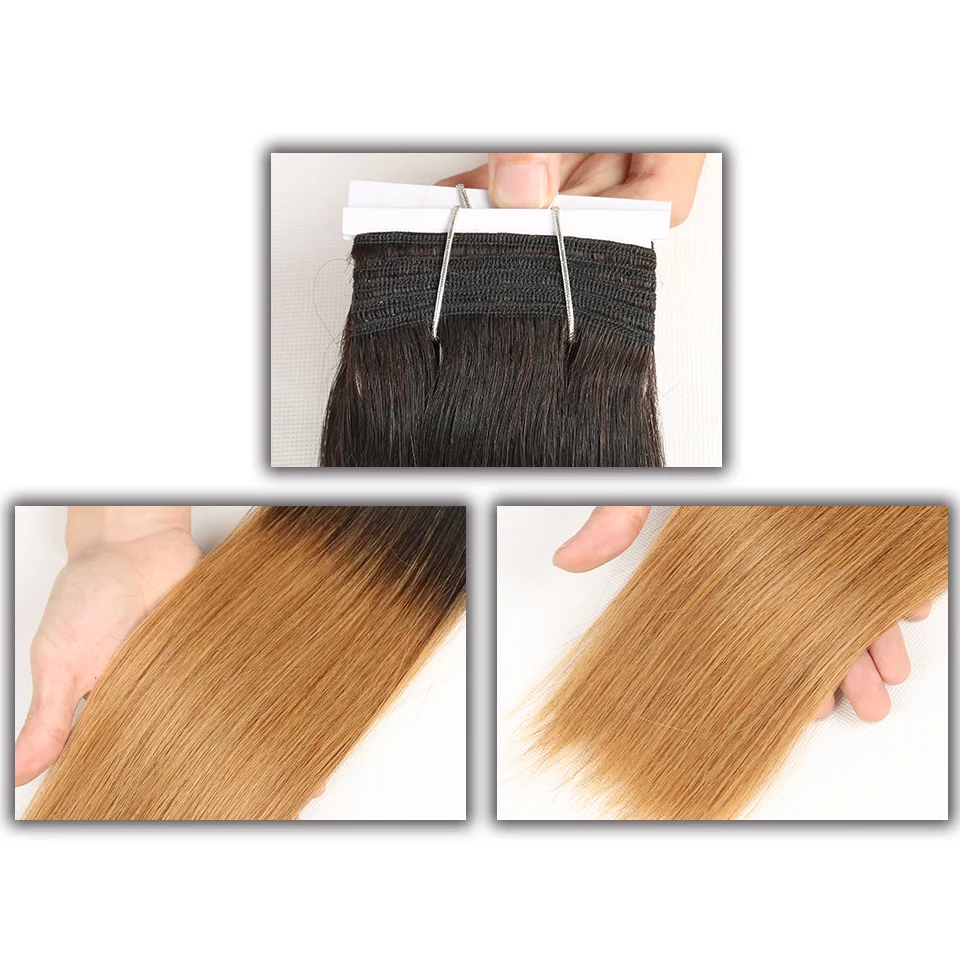 Cena 1 sztuka tylko Ombre brazylijski Yaki proste włosy ludzkie wiązki oferty Remy 2 Tone Ombre T1B 27 30 rude włosy wyplata rozszerzenia 113g