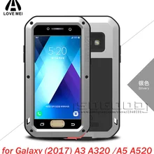A3 A5 чехол LOVE MEI Gorilla Стекло жизнь Водонепроницаемый противоударный металлический корпус для Samsung Galaxy A3 A320 A5 A520 чехол для телефона