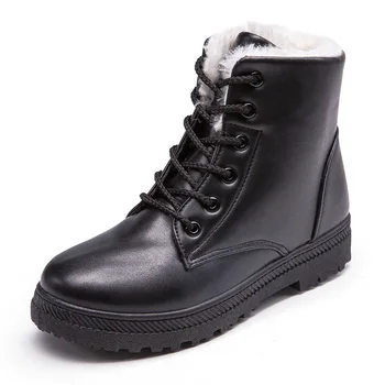

Women Winter Boots Nice Newest Shoes Woman Bota Feminina PU Leather Lace-up Round Toe Sewing Ankle Snow Boots Plus Size 26-66