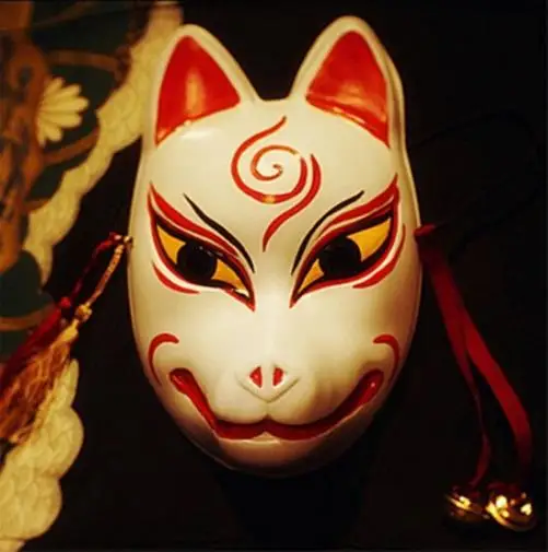 Горячая Косплей Маска полное лицо ручная роспись Япония лиса ПВХ Красный Kitsune - Цвет: 9
