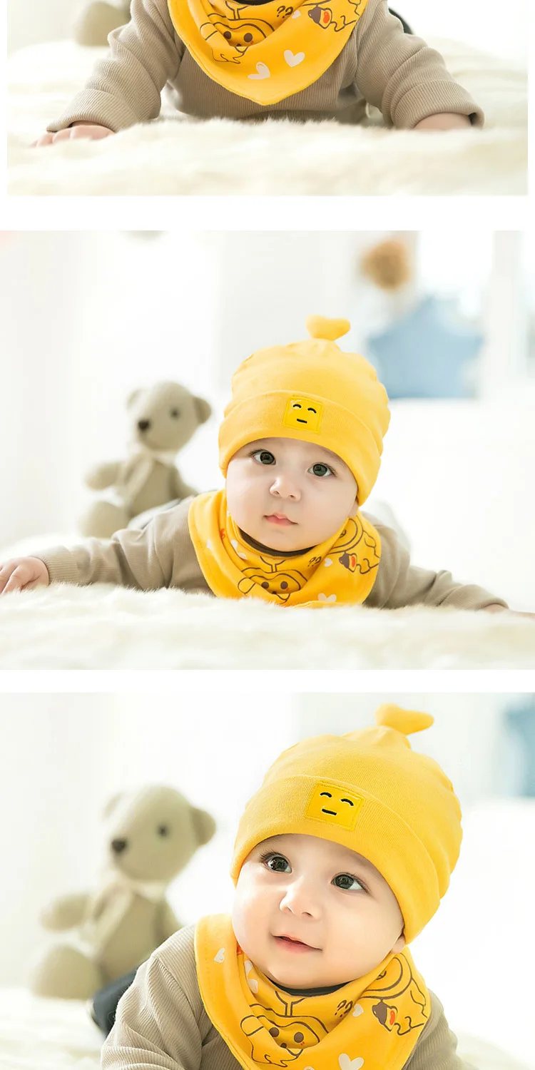 CieiK Baby Hat and Scarf Set Cotton Winter Hats for Kids Newborn Warm Cute Cartoon beanie Ear Protect Infant Crochet Photography (10)