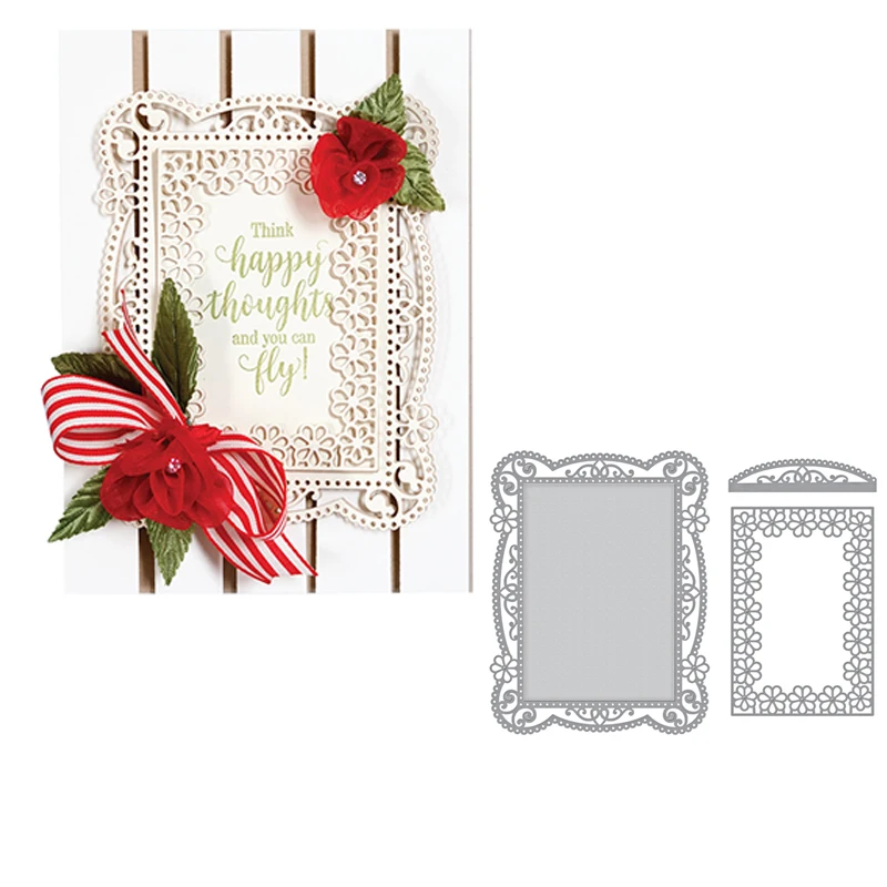 Adv one 3pc Lace Flower Background Metal Craft Die Cut