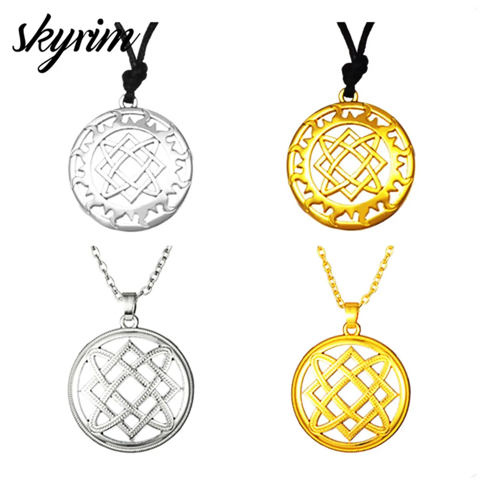 

Skyrim Vintage Jewelry Pendant Necklace Slavic Charm Star Lada-Virgin Round Charm Long Link/Rope Chain Slavic Amulet Talisman