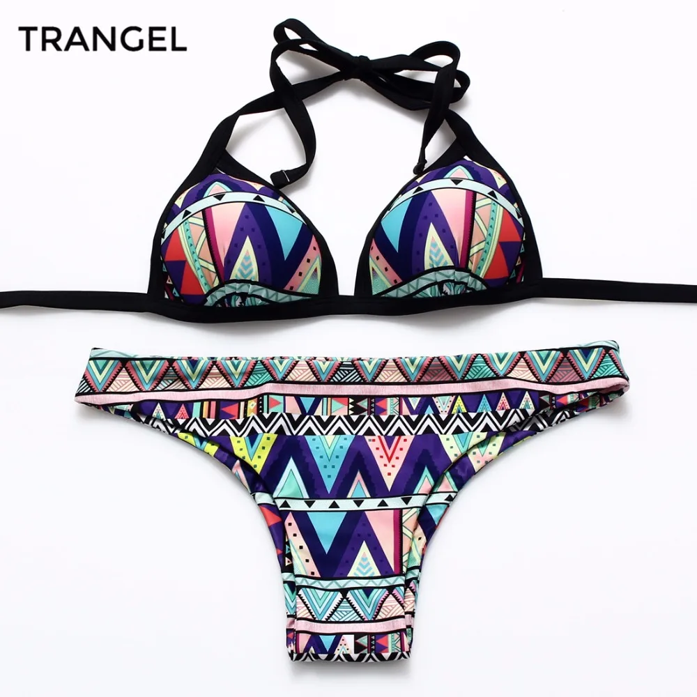 2016 Printed Push Up Bikini swimwear Strappy biquinis Women Swimsuit Brazillian beachwear trikini