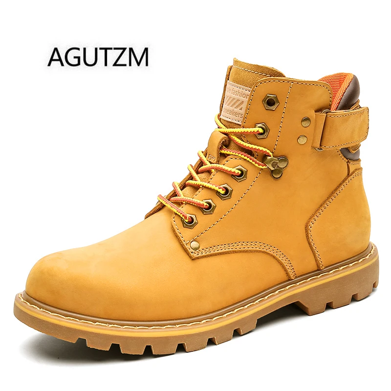 AGUTZM A1911 New Fashion Yellow Color Men's Tooling Boots 100 Genuine