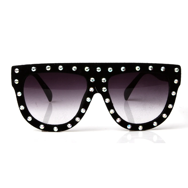 Luxury AB Crystal Decoration Oversized Women Square Sunglasses Retro