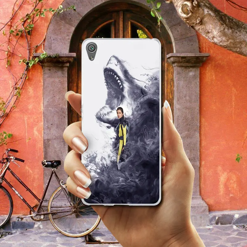 Мягкие силиконовые прозрачные чехлы Meg Big shark из ТПУ для Sony Xperia XA XZ Z Z1 Z2 Z3 Z4 Z5 Compact E3 E5