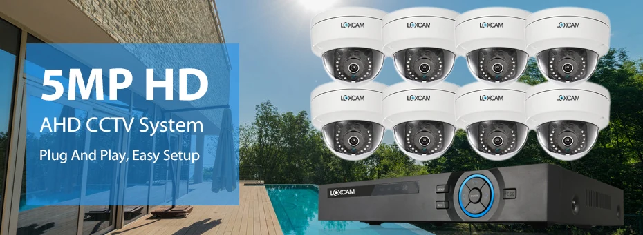 LOXCAM 5MP Ultra HD 8CH DVR комплект H.265+ CCTV камера система безопасности 5MP CCTV система наружного ночного видения комплект видеонаблюдения