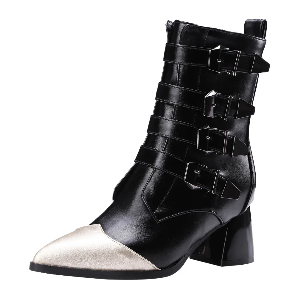 Zapatos mujer; кожаные ботильоны; Ботинки martin с острым носком и ремешком и пряжкой; женские роскошные ботинки; женская обувь на молнии; большие размеры