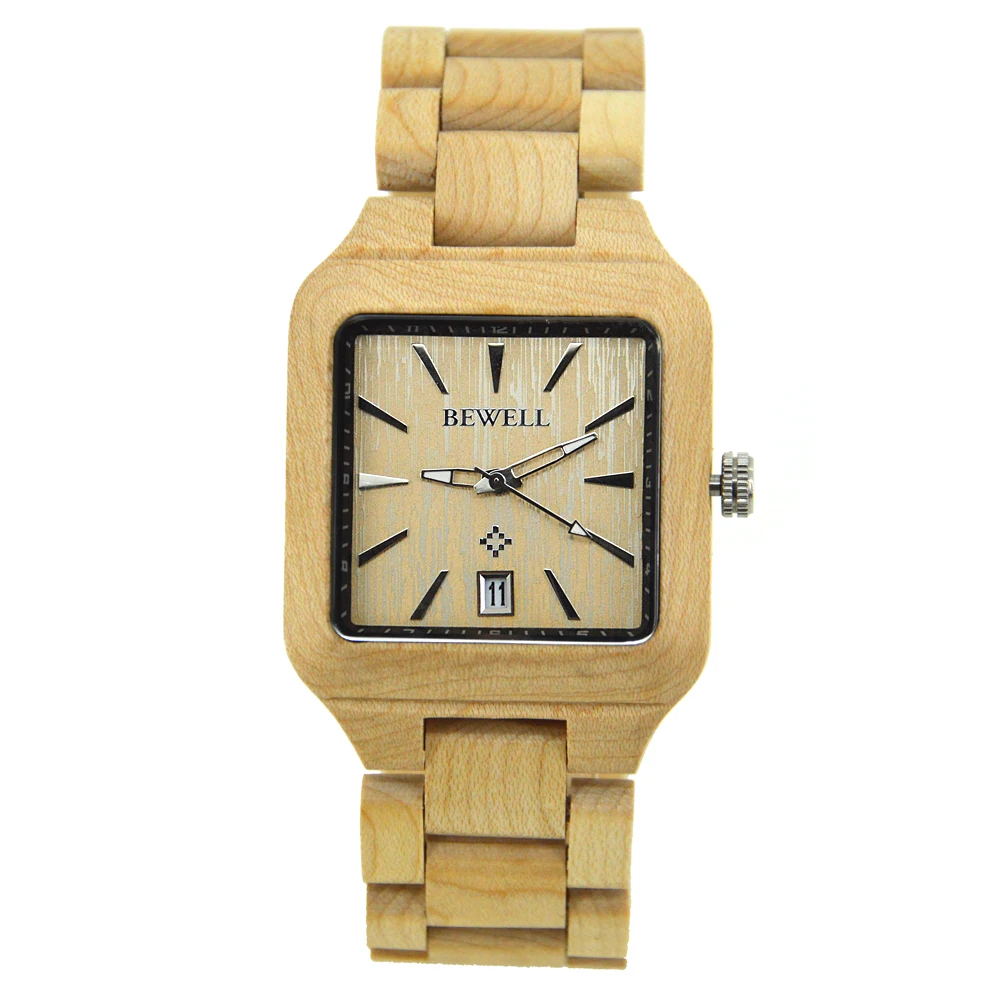 

BEWELL Wooden Watch Unique Full Maple Wood Causal Quartz Men Watches Birthday Gift For Lovers relogio masculino 110A
