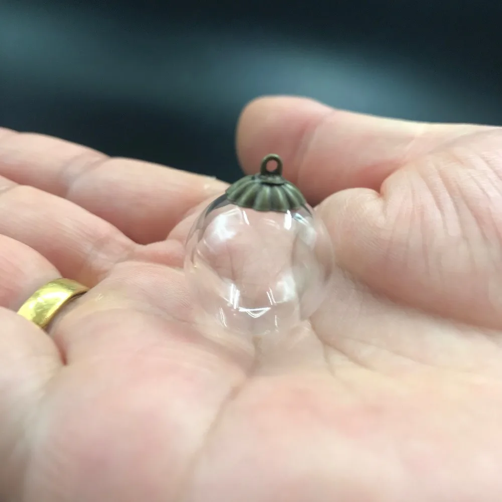 1/3/5X 18mm Glass Orb Beads globe locket hollow bubble dome cover wishing bottle jars necklace round ball charm vial diy pendant 6