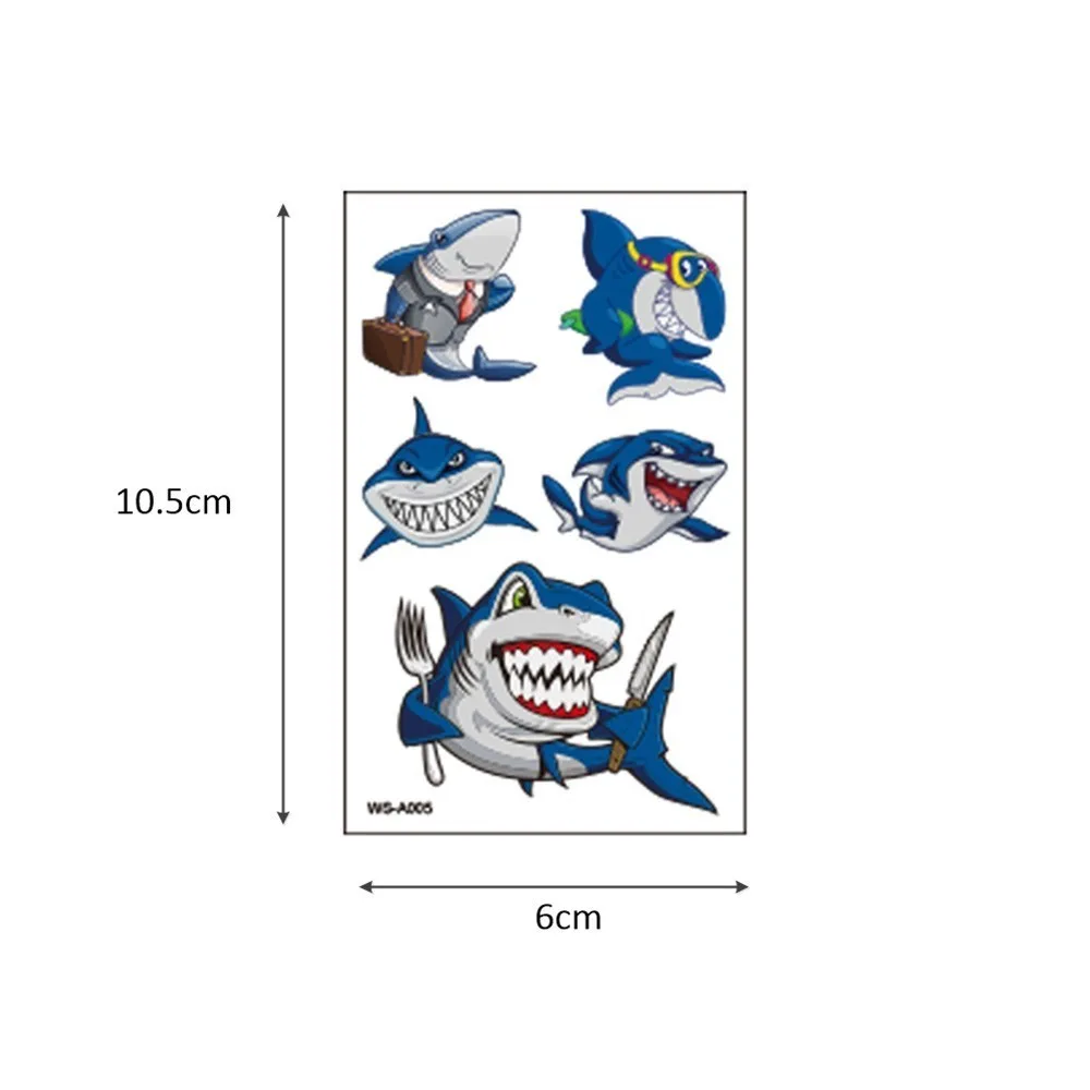 Glaryyears 1 лист Акула для временного макияжа татуировки наклейки синие поддельные тату флеш-тату водонепроницаемые маленькие боди-арт для мужчин, женщин и детей